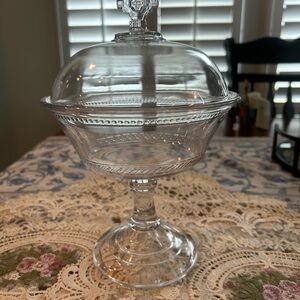 Vintage EAPG Clear Glass Compote Dish